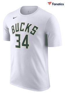 Nike White Fanatics Milwaukee Bucks Nike Name & Number Association T-Shirt (D92473) | €47