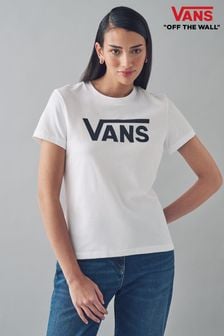 White - Vans Womens Flying V-crew T-shirt (D92550) | kr440