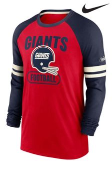 Nike Red NFL Fanatics New York Giants Dri-Fit Cotton Long Sleeve Raglan T-Shirt (D92896) | €62
