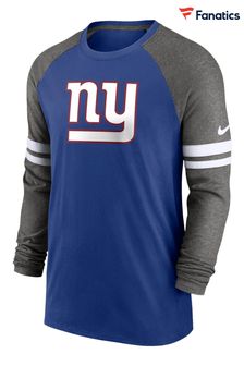 Niebieski - Bawełniana koszulka z długim raglanowym rękawem Nike NFL Fanatics New York Giants Dri-fit (D92907) | 285 zł