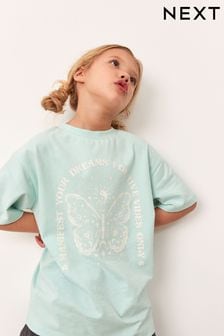 Teal Blue Oversized Butterfly Festival Graphic T-Shirt (3-16yrs) (D92976) | $18 - $26