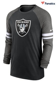 Nike Black NFL Fanatics Las Vegas Raiders Dri-Fit Cotton Long Sleeve Raglan T-Shirt (D93038) | kr584