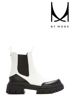 Weiß - Moda in Pelle Berra Feature Material Chelsea-Stiefel mit dicker Sohle (D93068) | 61 €