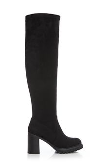 Czarny - Mbymoda Casual Cleated Block Heeled Over The Knee Boots (D93073) | 284 zł