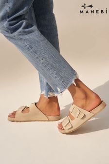 Manebi Suede Hamptons Slip On Sandals
