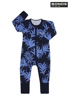 Pijama întreagă cu fermoar bonds Albastru frunze Imprimeuri (D93239) | 147 LEI