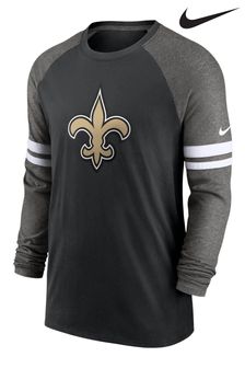 Nike Black NFL Fanatics New Orleans Saints Dri-Fit Cotton Long Sleeve Raglan T-Shirt (D93541) | kr584