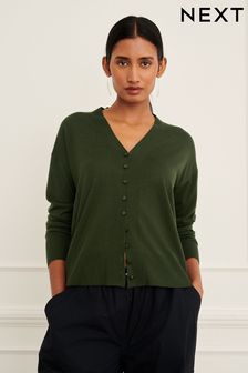 Khaki Green Button Up Cardigan (D93680) | 103 SAR
