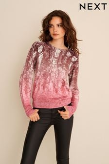 Pink mit Schlangenhauteffekt - Bedruckter Pullover mit Rundhalsausschnitt (D93683) | 28 €