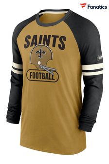 Nike Yellow NFL Fanatics New Orleans Saints Dri-Fit Cotton Long Sleeve Raglan T-Shirt (D93787) | €58