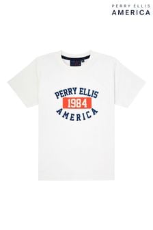 Bela majica s kratkimi rokavi in logom Perry Ellis America (D93905) | €8 - €9
