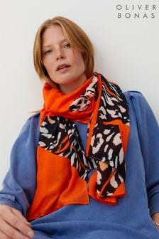 Оранжевый легкий шарф с леопардовым принтом бабочек Oliver Bonas (D94030) | €19