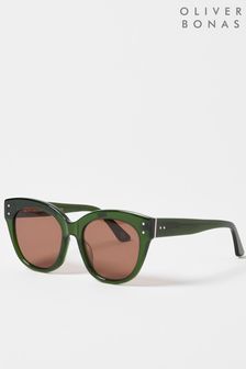 Oliver Bonas Green Glam Cat Eye Acetate Sunglasses (D94033) | KRW81,300