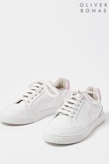 Oliver Bonas White Wiggle Leather Trainers (D94044) | €38
