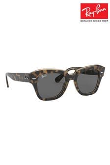 Schildplatt in Braun und Dunkelgraue Gläser - Ray-Ban State Street Sonnenbrille (D94397) | 256 €