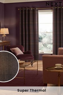 Purple Country Check Super Thermal Eyelet Curtains (D94426) | ₪ 345 - ₪ 591