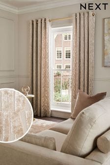 Champagne Gold Cut Velvet Eyelet Lined Curtains (D94432) | NT$1,790 - NT$4,560