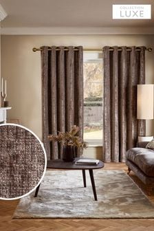 Mink Brown Next Collection Luxe Plush Chenille Lined Eyelet Curtains (D94433) | 134 € - 301 €
