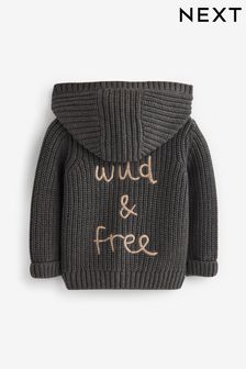 Charcoal Grey Giraffe Baby Knitted Hooded Cardigan (0mths-2yrs) (D94457) | €25 - €28