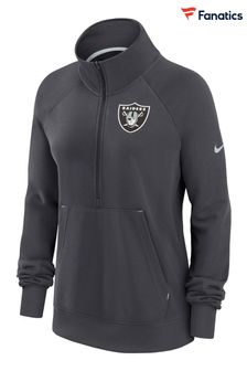 Nike Grey NFL Fanatics Womens Las Vegas Raiders Dri Fit Half Zip Hoodie Womens (D94927) | €86