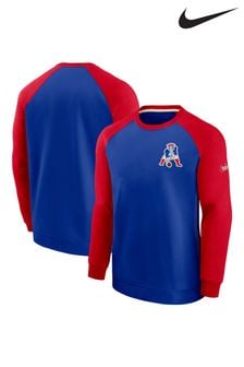 Nike Blue NFL Fanatics New England Patriots Dri-Fit Raglan Crew Sweatshirt (D95231) | $80