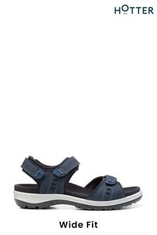 Hotter Navy Blue Walk II Touch Fastening Wide Fit Sandals (D95290) | LEI 591