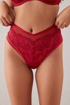 Red Lace High Waist Knickers (D95314) | €19