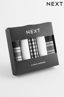 White/Black Check Geo Floral Handkerchiefs 5 Pack (D95321) | kr230