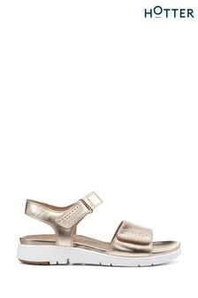 Hotter Gold Saunter Touch-Fastening/Buckle Wide Fit Sandals (D95392) | €53