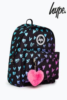 Hype Pink Unisex Scribble Heart Pink Crest Backpack (D95602) | $41