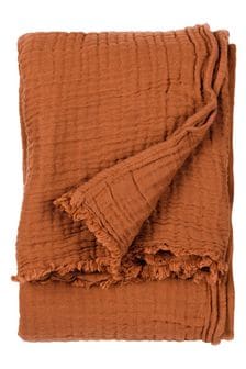 Yard Pecan Brown Lark 4 Layer Muslin Crinkle Cotton Throw (D95620) | €49