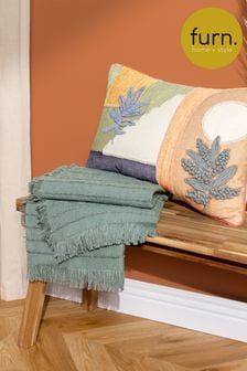 furn. Green Tulna Abstract Embroidered Piped Cushion (D95629) | SGD 50