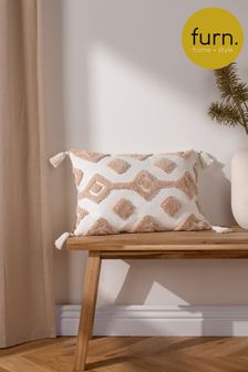 furn. Natural Beige Dharma Global Cotton Tufted Tasselle Cushion (D95731) | AED100