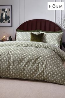 HÖEM Olive Green Olive Green Alexa Modern Geometric Cotton Rich Duvet Cover and Pillowcase Set (D95740) | €26 - €52
