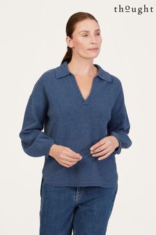 Niebieski sweter z owczej wełny firmy Thought Singrid (D96082) | 284 zł