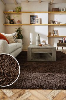 Chocolate Brown Premium Cosy Shaggy Rug (D96130) | €33 - €657