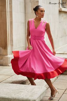 Phase Eight Raquel Ausgestelltes Kleid mit Gürtel, Pink (D96769) | 122 €