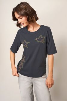 White Stuff Grey Annabel Embroidered T-Shirt (D96836) | €28
