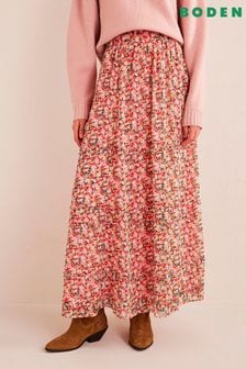 Boden Pink Ruffle Crinkle Maxi Skirt (D97113) | 410 zł