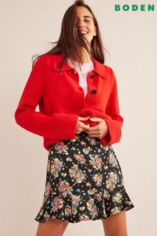 Boden Black Satin Ruffle Floral Mini Skirt (D97114) | €66