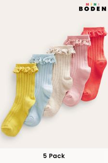 Boden Pink Frilly Socks 5 Pack (D97202) | ￥3,700
