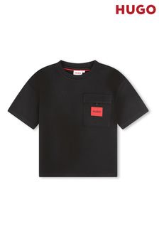 T-shirt HUGO noir à logo avec poche patchée (D97247) | €20 - €24