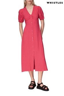 Whistles Pink Labyrinth Geo Print Midi Dress (D97336) | €79