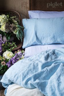 Piglet in Bed Lake Blue Linen Pillowcase Set of 2 (D97378) | €53