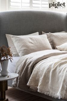Piglet in Bed Oatmeal Linen Pillowcase Set of 2 (D97382) | $62