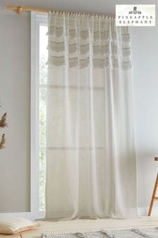 Pineapple Elephant Grey Izmir Tassel Slot Top Voile Curtain Panel (D97386) | SGD 31 - SGD 41