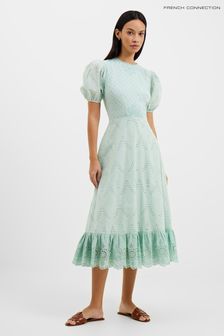 French Connection Green Esse Puff Sleeve Dress (D97452) | €54