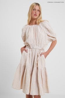 French Connection Filippa Kleid aus Biomaterial mit Puffärmeln, Natur (D97457) | 52 €