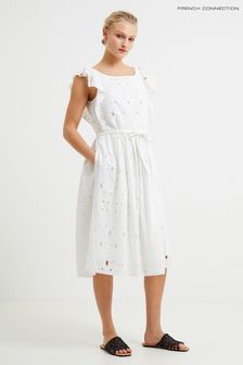 French Connection Cilla Broderie Anglaise White Dress (D97461) | €56