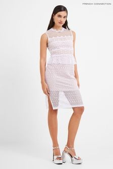 French Connection White Ramona Lace Jersey Dress (D97467) | €59